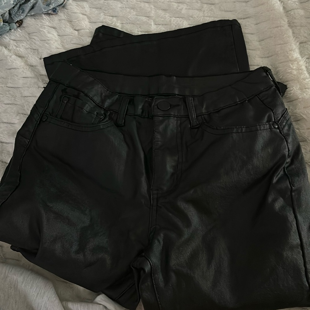 Black Leather flare pants never worn